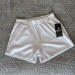Glyder | Women's Athletic White Ribbed Shorts